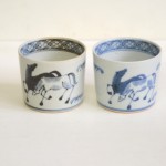 藤吉憲典　染付馬文蕎麦猪口