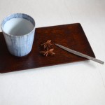 落合芝地　すり漆タモ長角皿