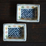 藤吉憲典　染錦地文長角小皿
