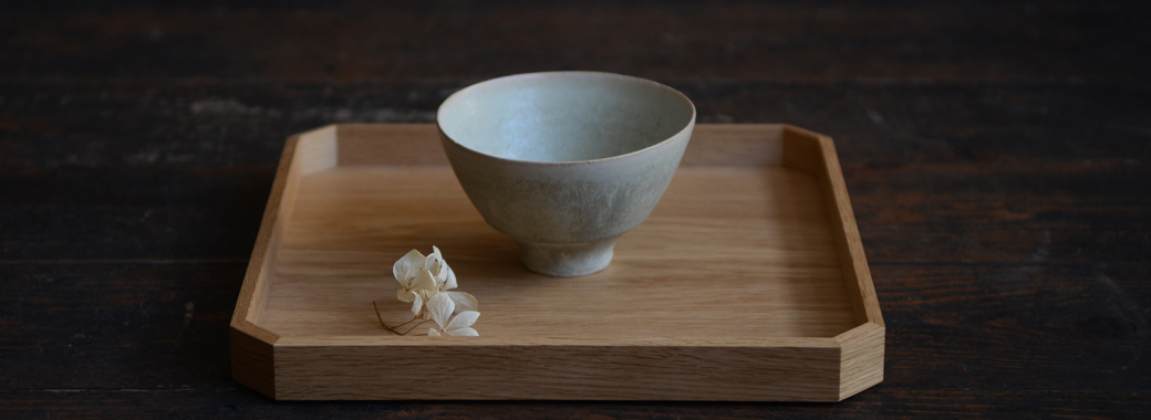 田澤祐介　ナラ8寸隅切盆